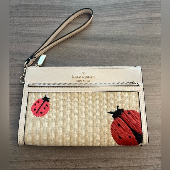 Kate Spade Beige and Red Ladybug Wristlet Clutch 🐞 - Picture 1 of 16